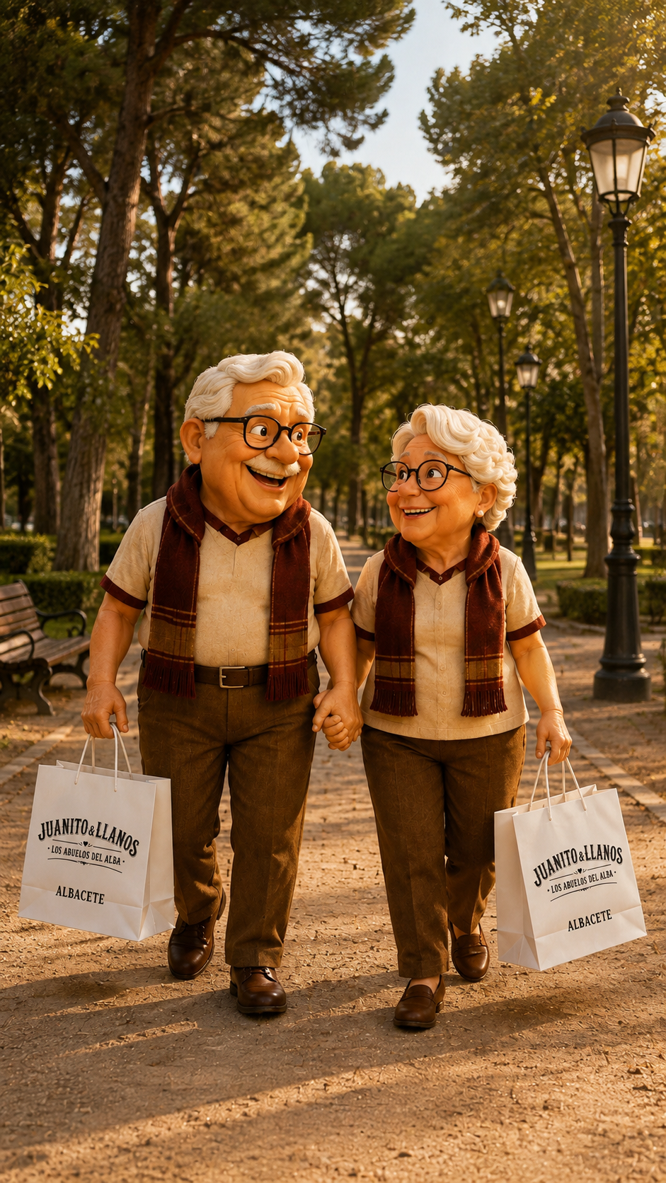 Juanito y Llanos paseando por los pinares del Parque de Abelardo Sánchez de Albacete